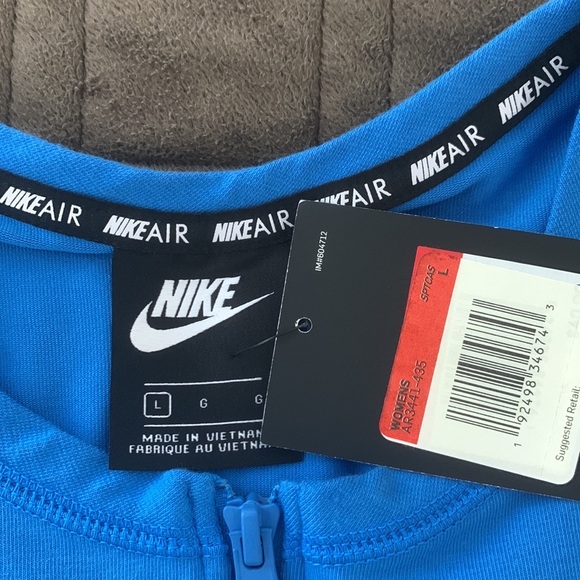Nike Air NWT Blue Zip Front Cropped Tank Top size Large - Picture 8 of 12